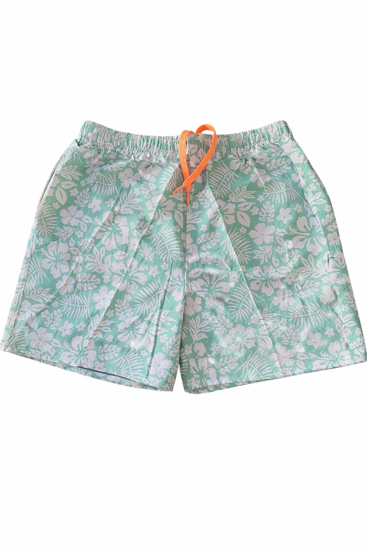 Calções de Banho Tropicais Verde Menta Masculinos