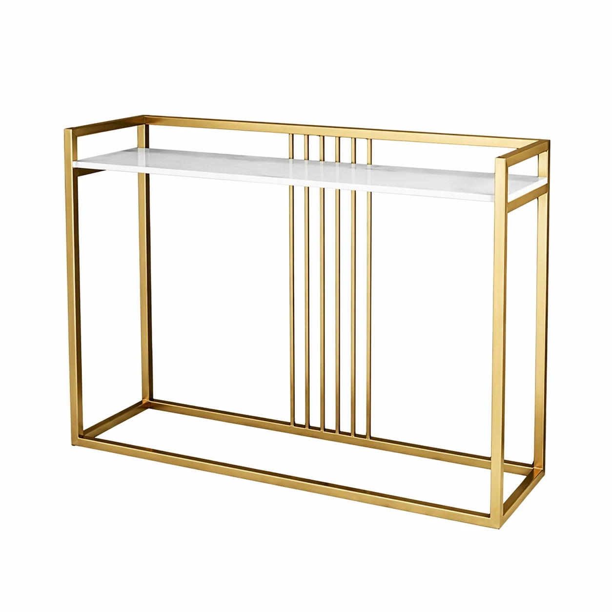 Aparador Luxo Gold com Tampo Marmorizado Branco – Estrutura em Aço