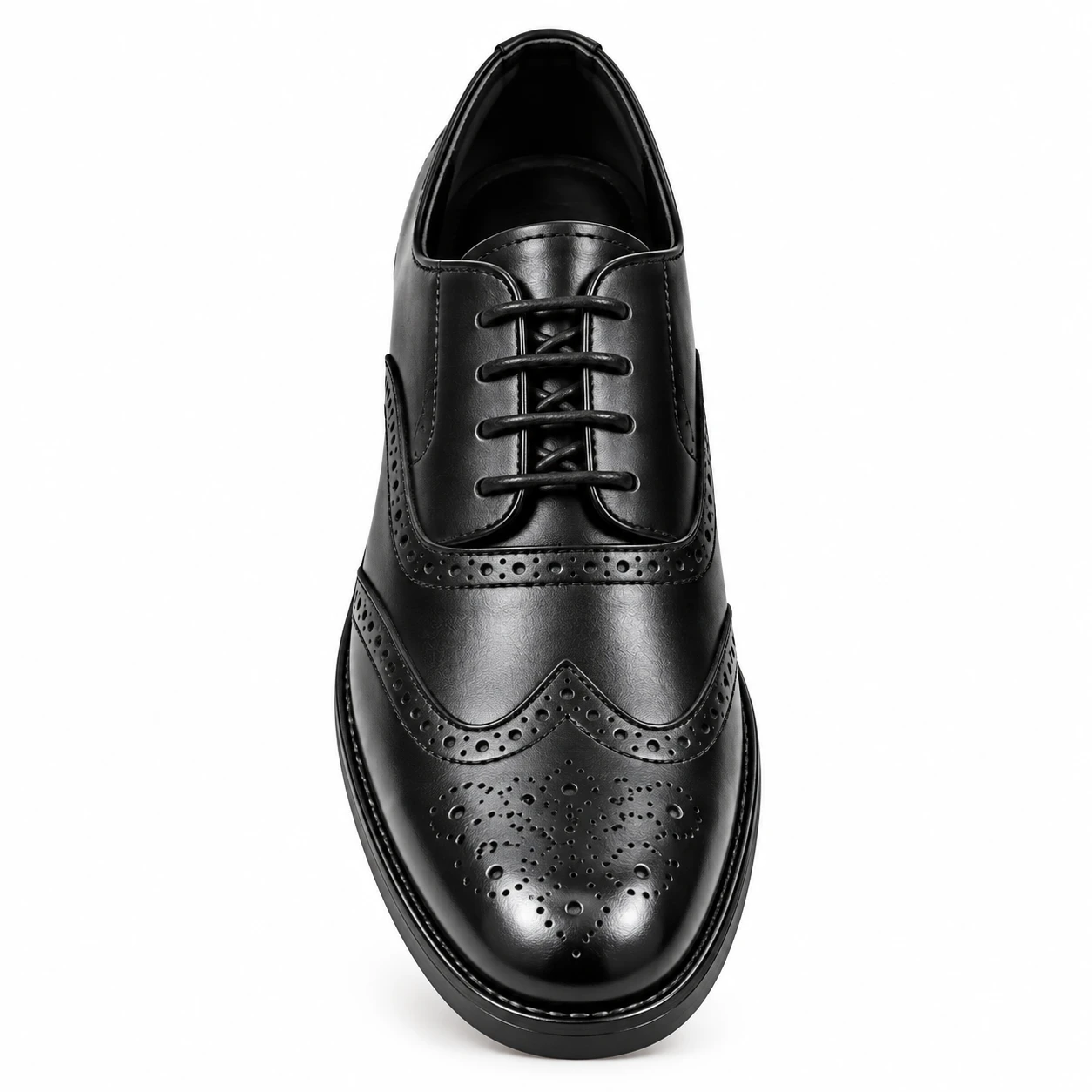 Sapato Wingtip Brogue em Couro Natural com Atacadores e Sola de Couro – Plus by Chausser