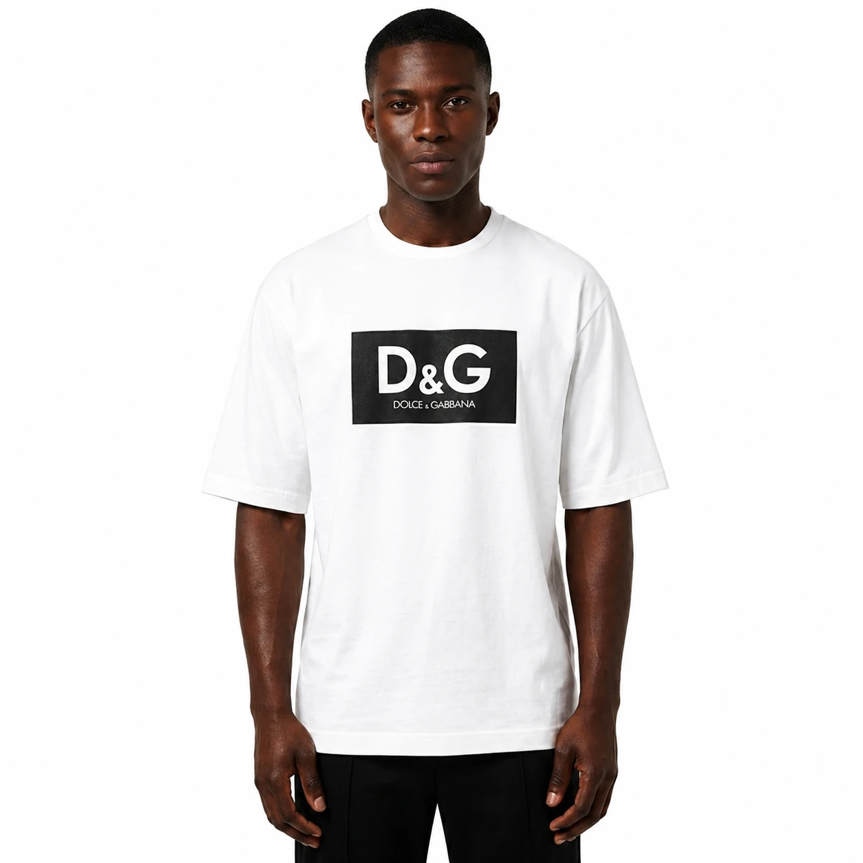 Camiseta Oversized Dolce & Gabbana em Algodão Branco com Logo D&G