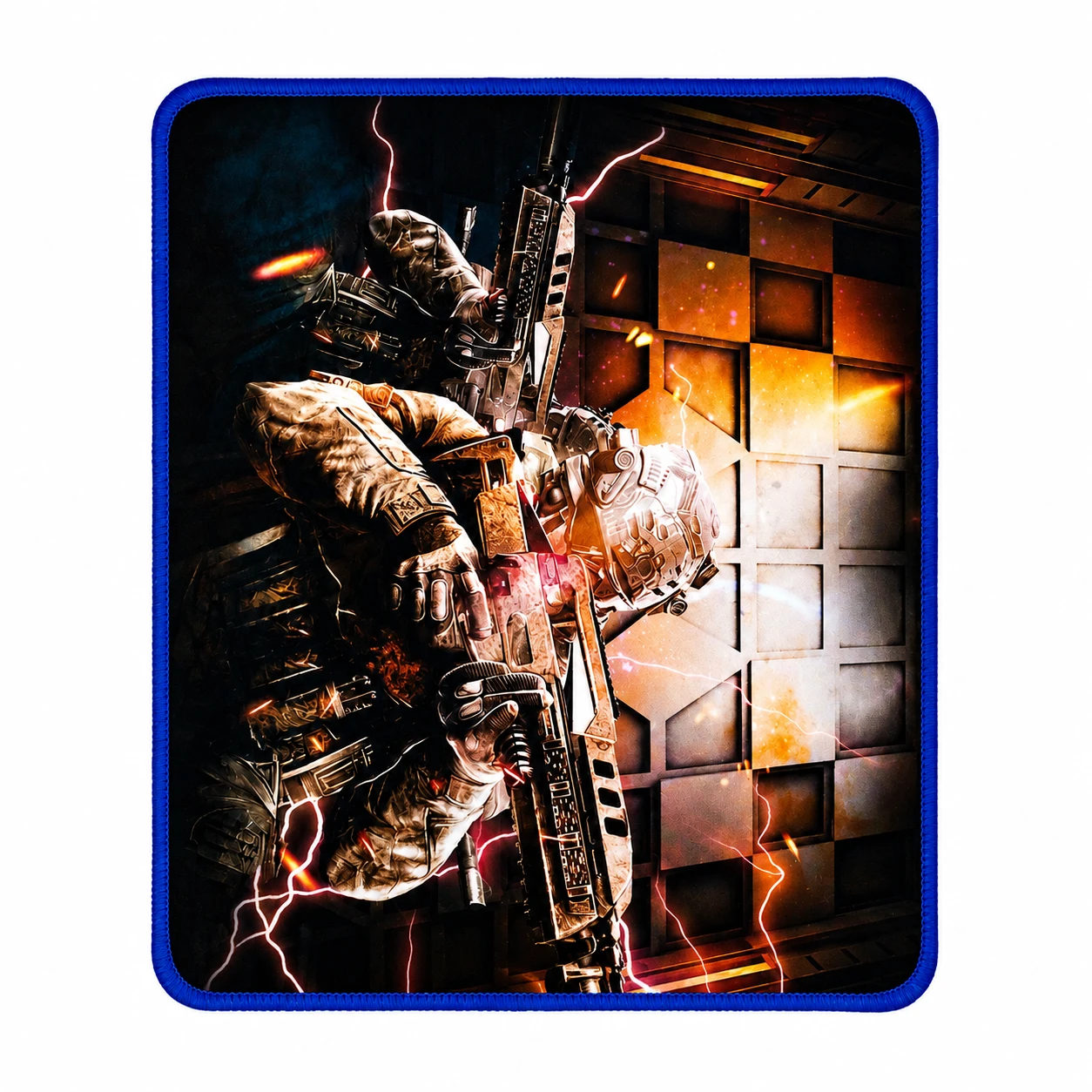 Mouse Pad Gamer com Estampa Militar – Borda Azul