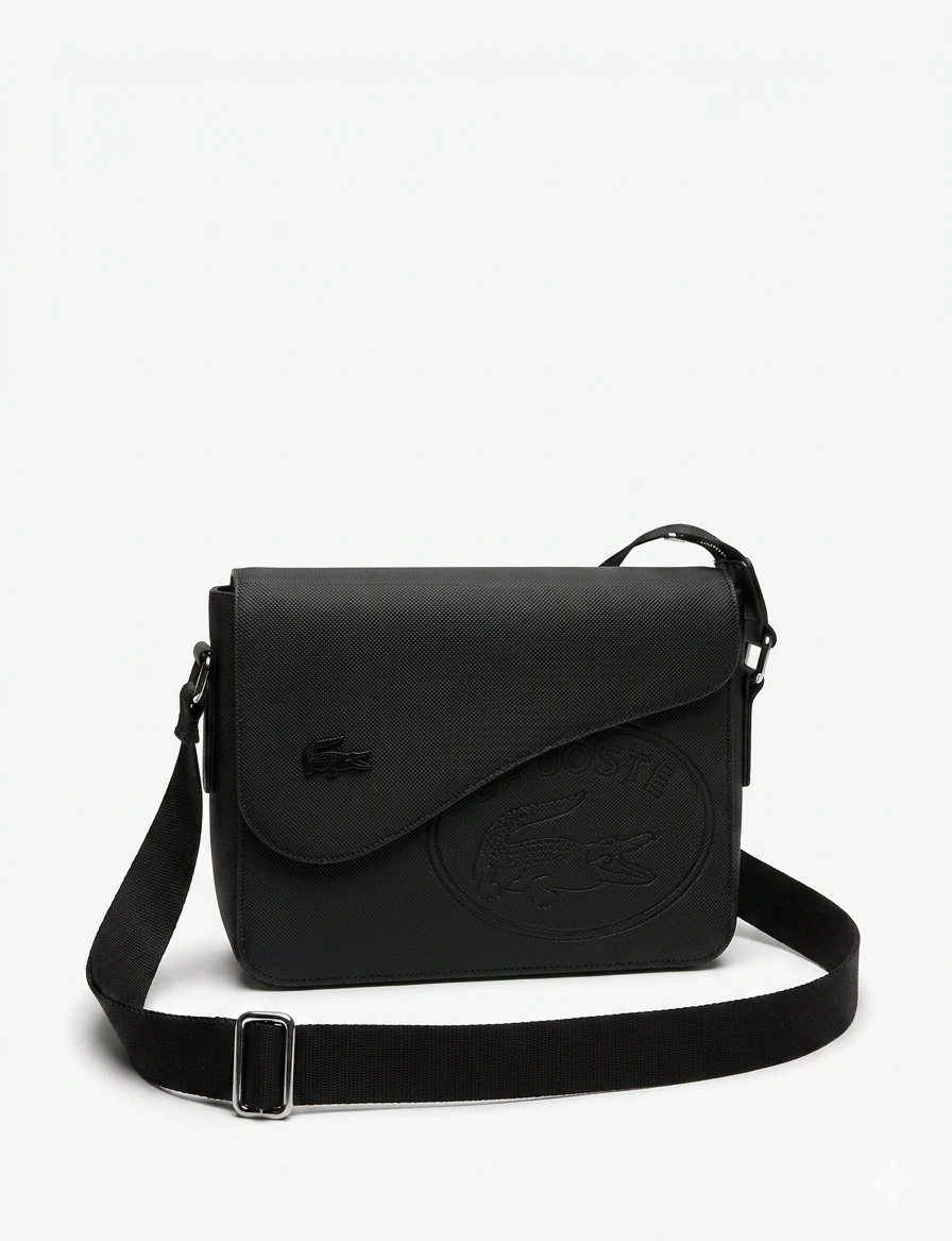 Bolsa Tiracolo Unissex Lacoste Preta Premium com Alça Ajustável
