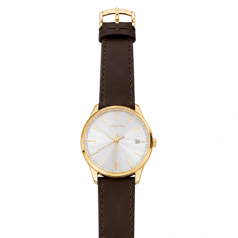 Relógio Original Calvin Klein Dourado com Pulseira de Couro