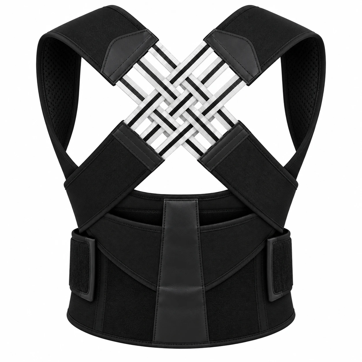 Corretor Postural com Suporte Lombar Ajustável – Preto