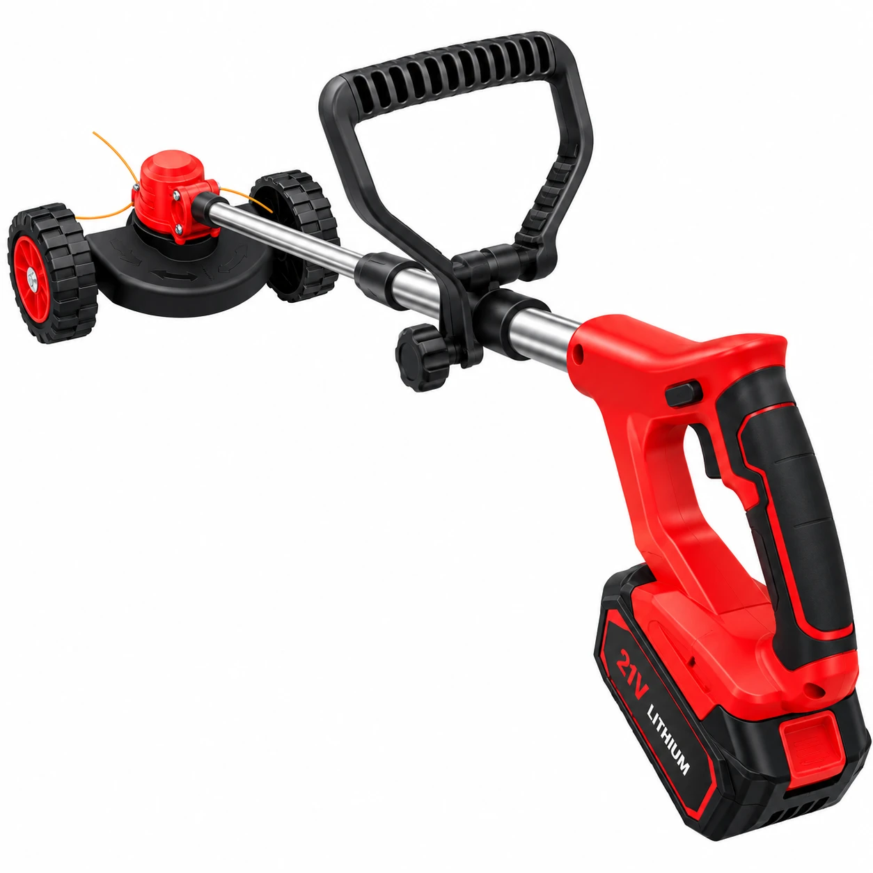 Aparador de Relva Sem Fio MLD-107 com Rodas e 2 Baterias 48V 5Ah