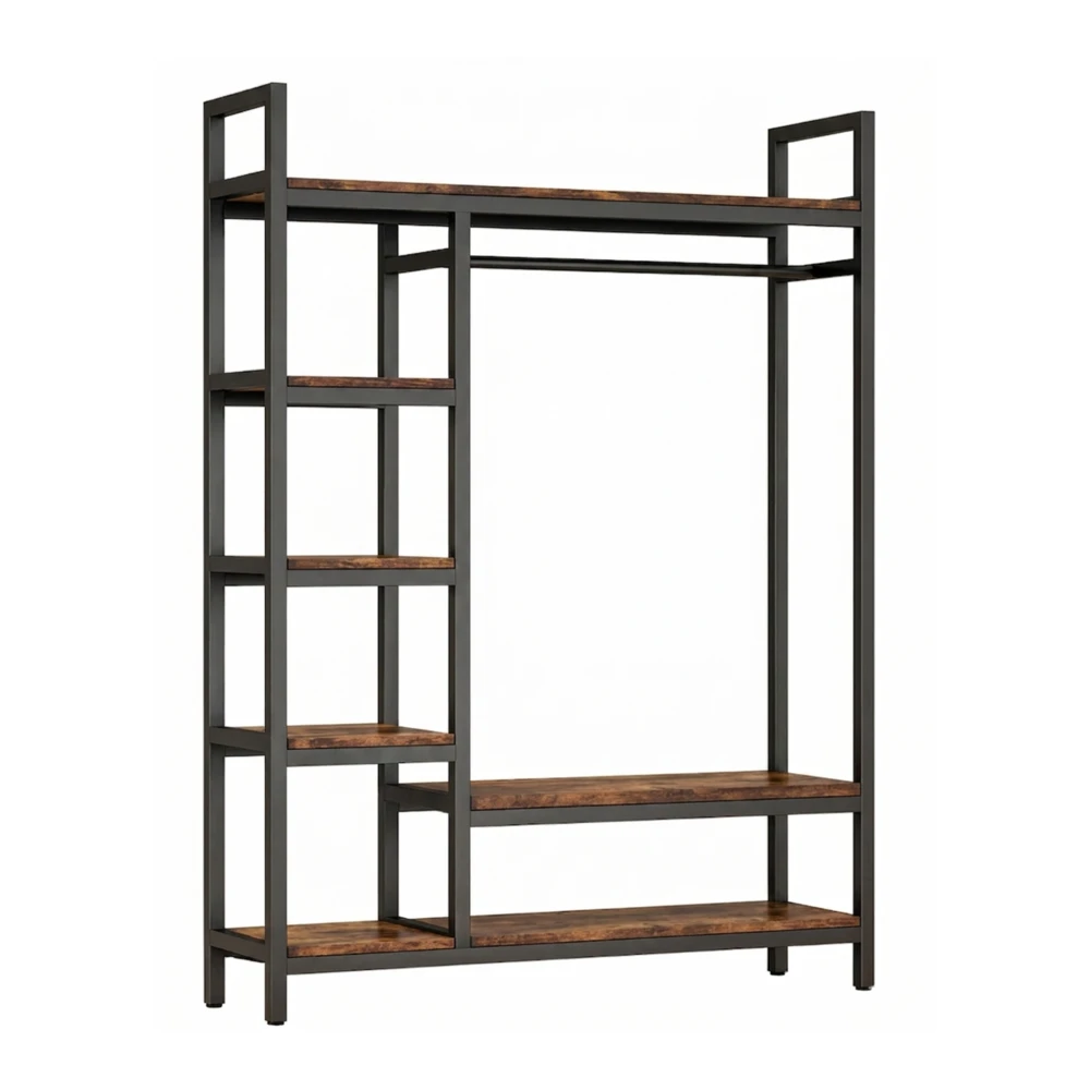 Guarda-Roupa Aberto Modular com Prateleiras e Cabideiro (Estilo Industrial)