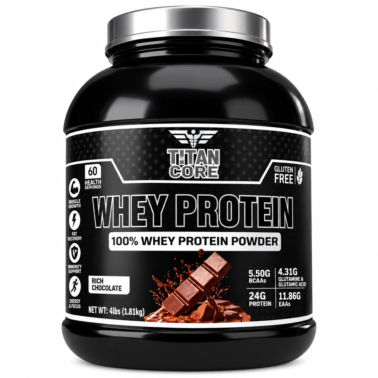 Titan Core Whey Protein 100% – Rich Chocolate – 1,81 kg