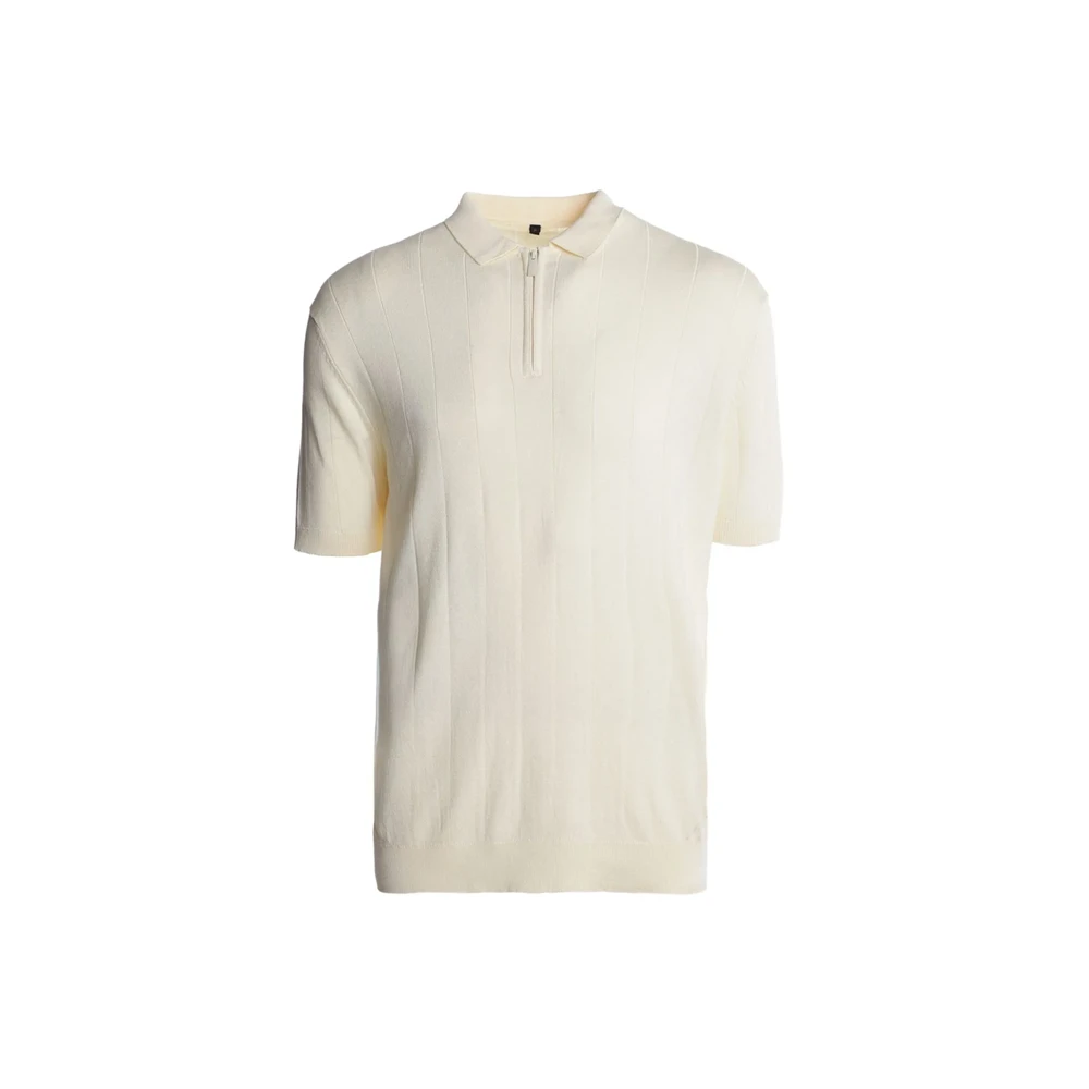 Polo Masculina Premium em Tricot Canelado com Zíper – Elegância Moderna