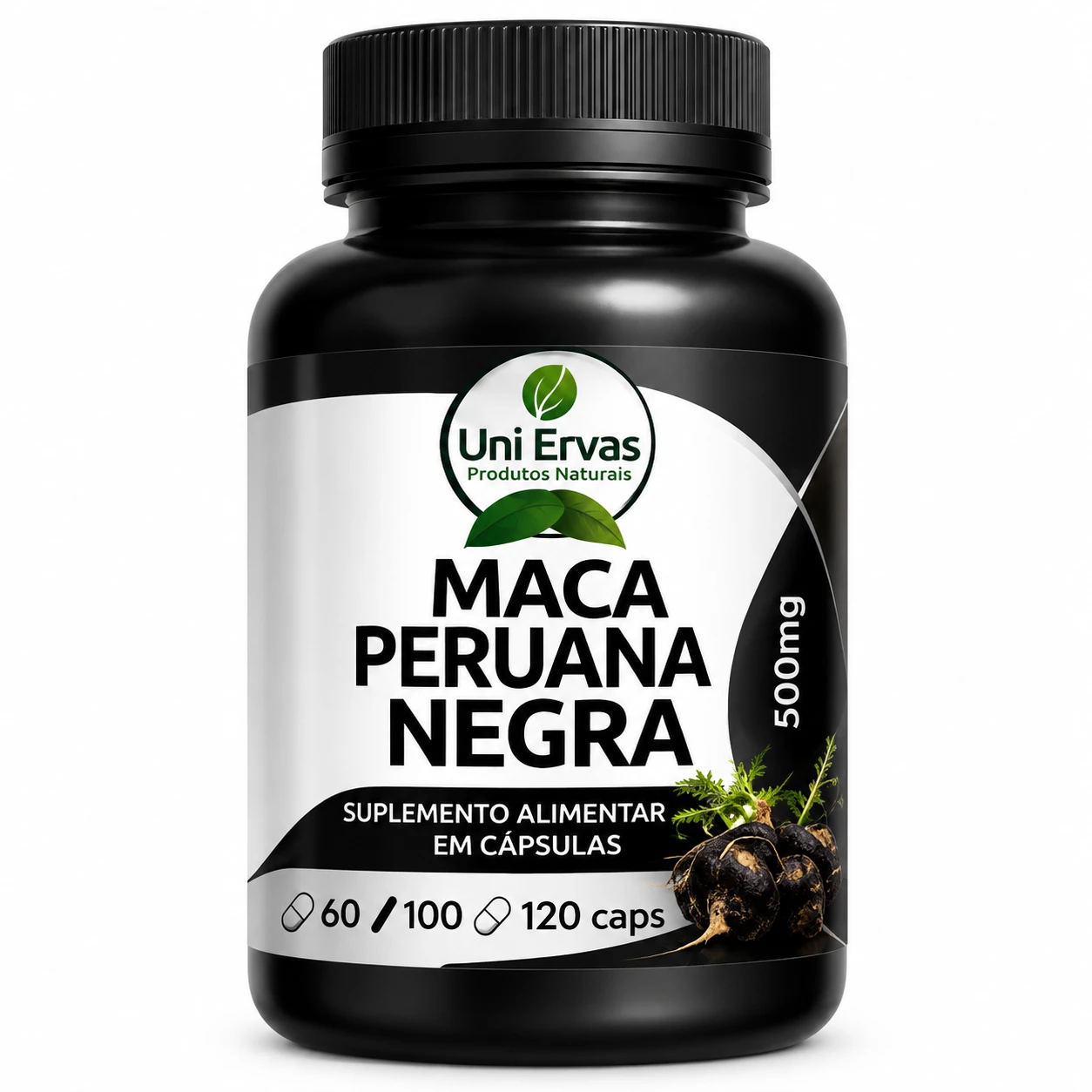 Maca Peruana Negra Uni Ervas 500 mg – Cápsulas
