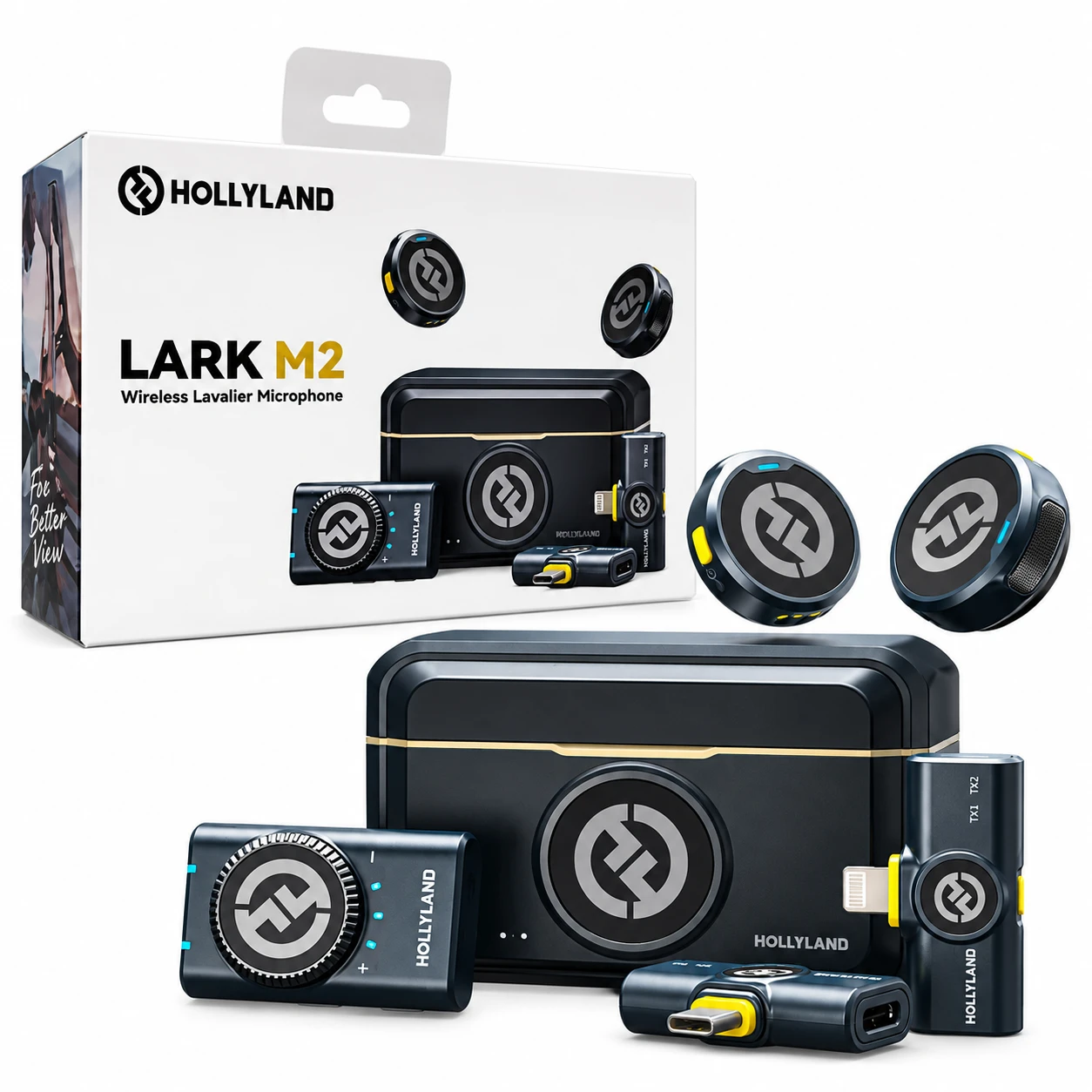 Microfone de Lapela Sem Fio Hollyland LARK M2 com Estojo de Carregamento