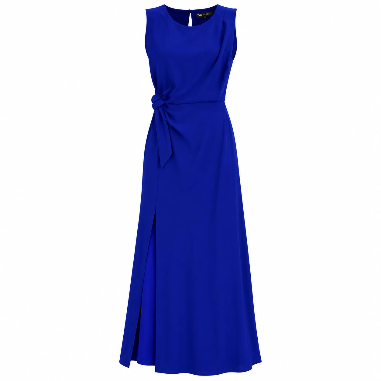 Vestido Feminino Zara Longo Azul sem Mangas com Detalhe na Cintura