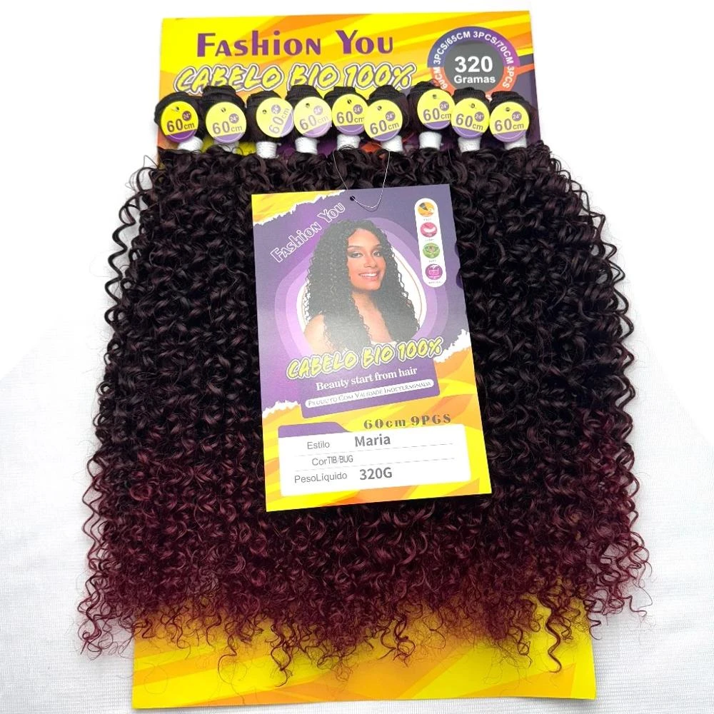 Cabelo Orgânico Cacheado Bio Fibra 60cm 320g (9 Telas)
