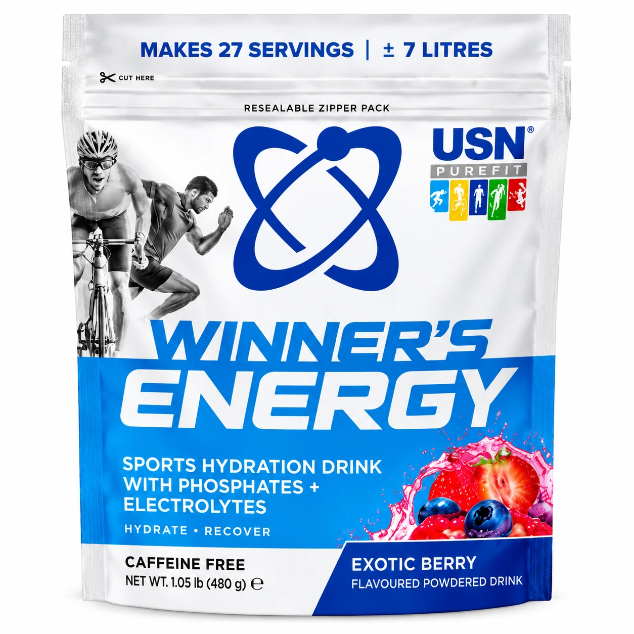 USN Winner’s Energy Exotic Berry 480g – Bebida Desportiva com Eletrólitos