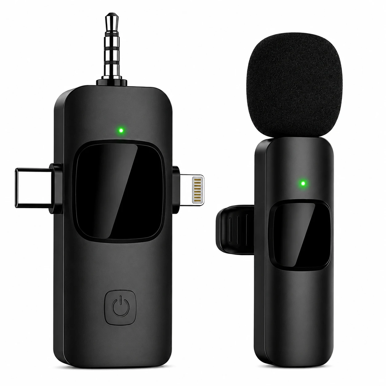 Microfone de Lapela Sem Fio EVXVE 4 em 1 para iPhone, Android, Câmeras e Computadores