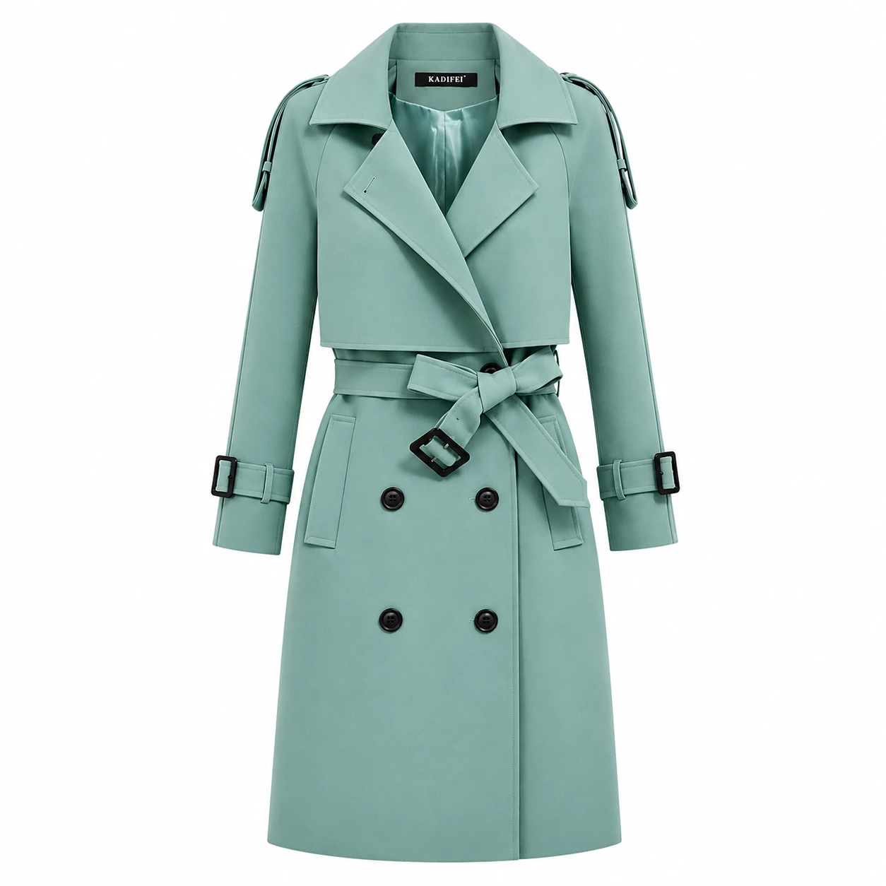 Casaco feminino verde menta com cinto