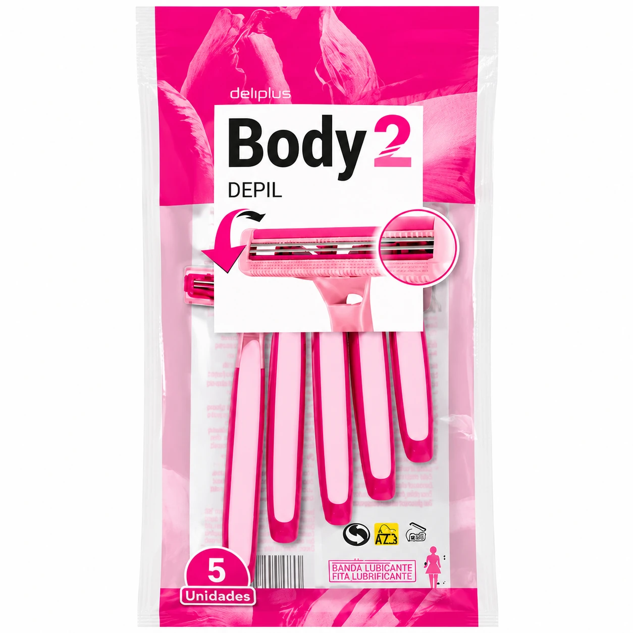 Lâminas Depilatórias Descartáveis Deliplus Body 2 Folhas – Pack 5 Unidades