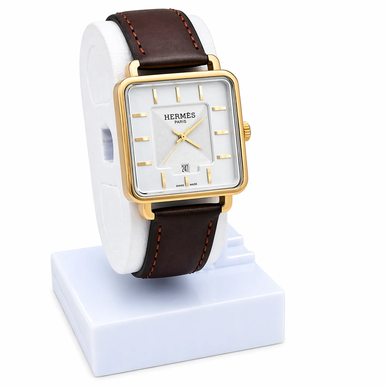 Relógio Masculino Luxo Quadrado Clássico com Pulseira em Couro