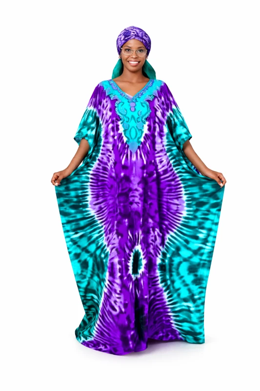 Vestido Kaftan Africano Longo Estampado