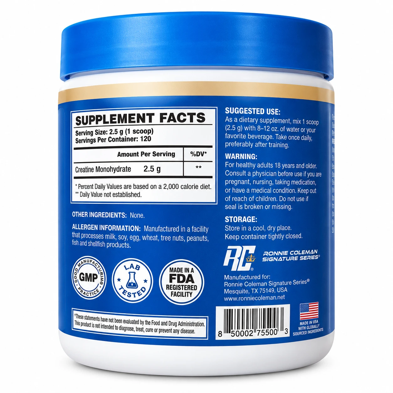 Ronnie Coleman Signature Series Creatine XS – Creatina Monohidratada 300 g