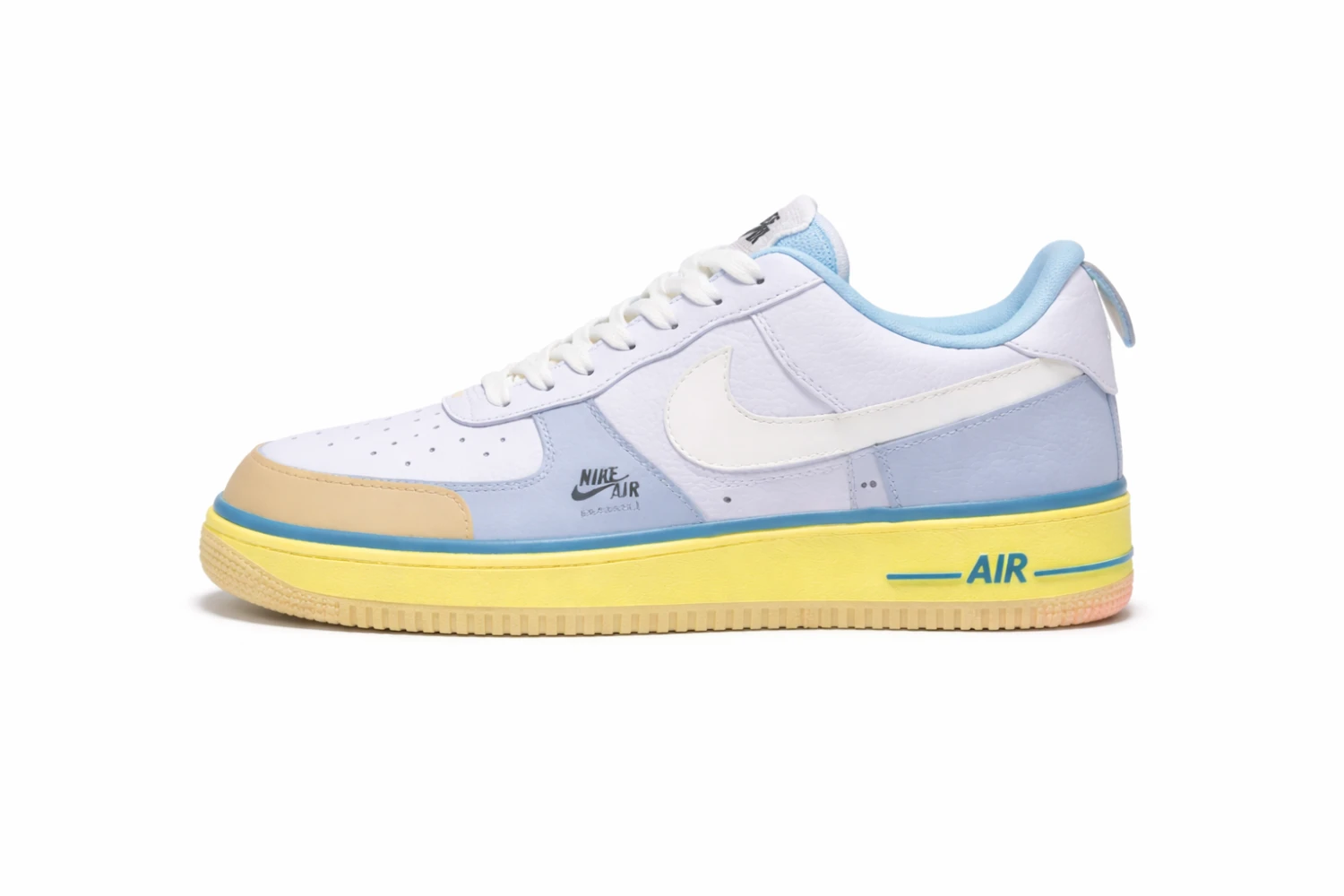 Nike Air Force 1 Low Branco com Detalhes Azul e Amarelo