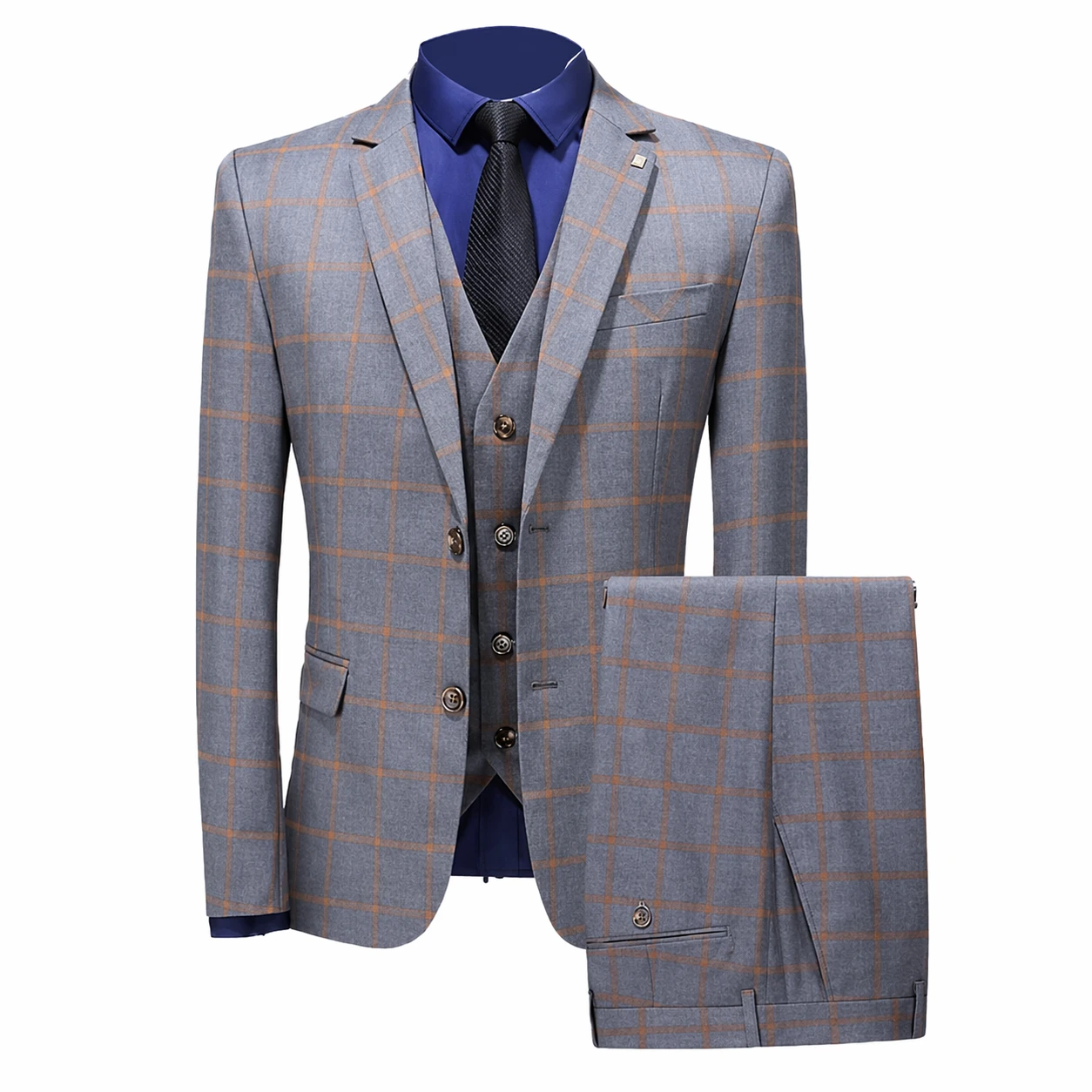 Fato Masculino 3 Peças Slim Fit Elegante Cinza Premium