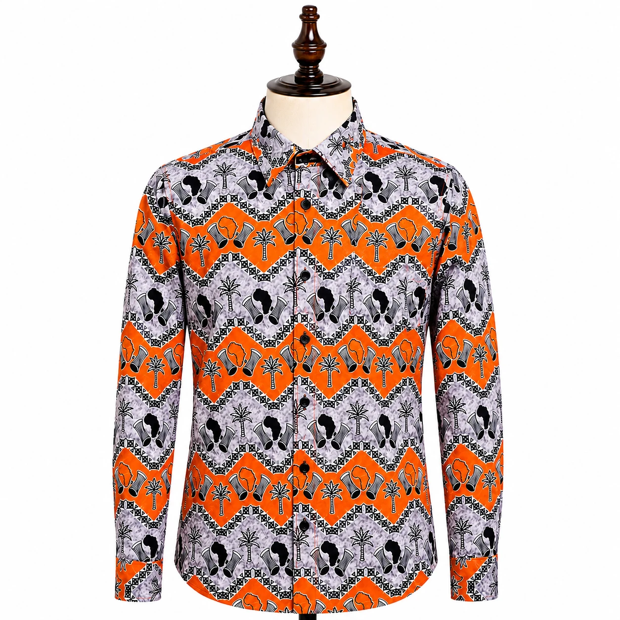 Camisa Masculina de Manga Comprida Estilo Africano