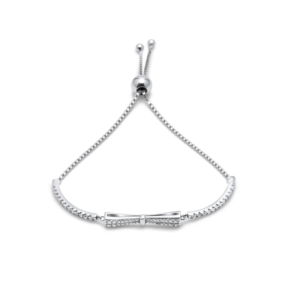 Pulseira Elegante Laço em Prata 925 com Zircônias Premium