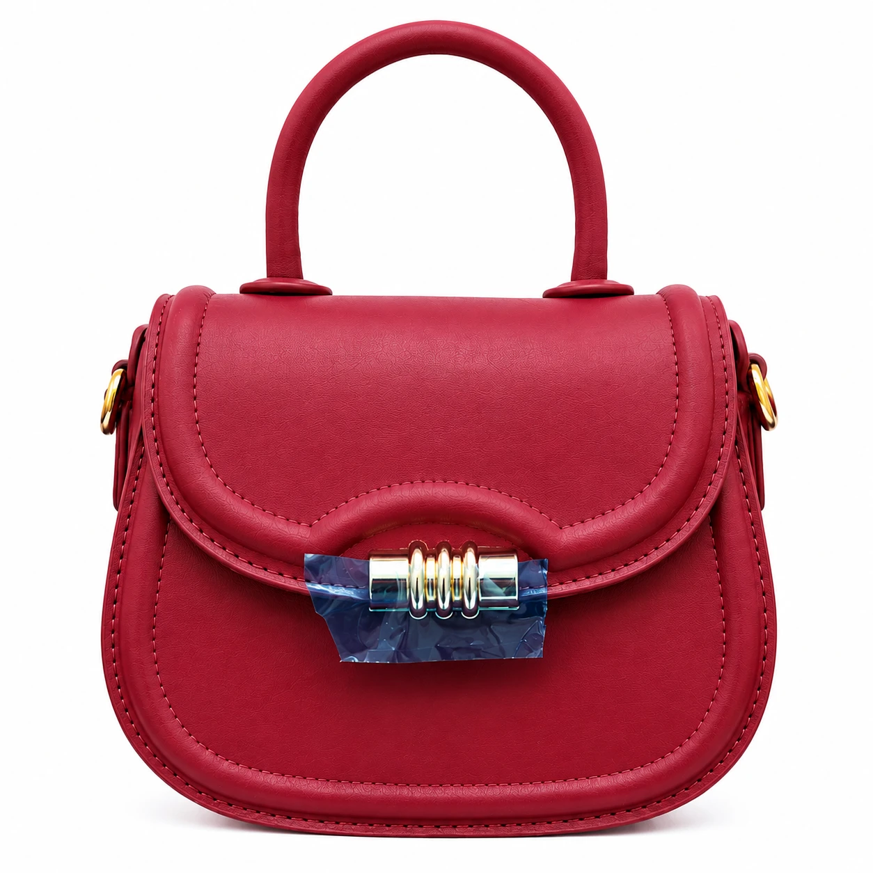 Bolsa Feminina Vermelha com Alça de Mão e Fecho Metálico