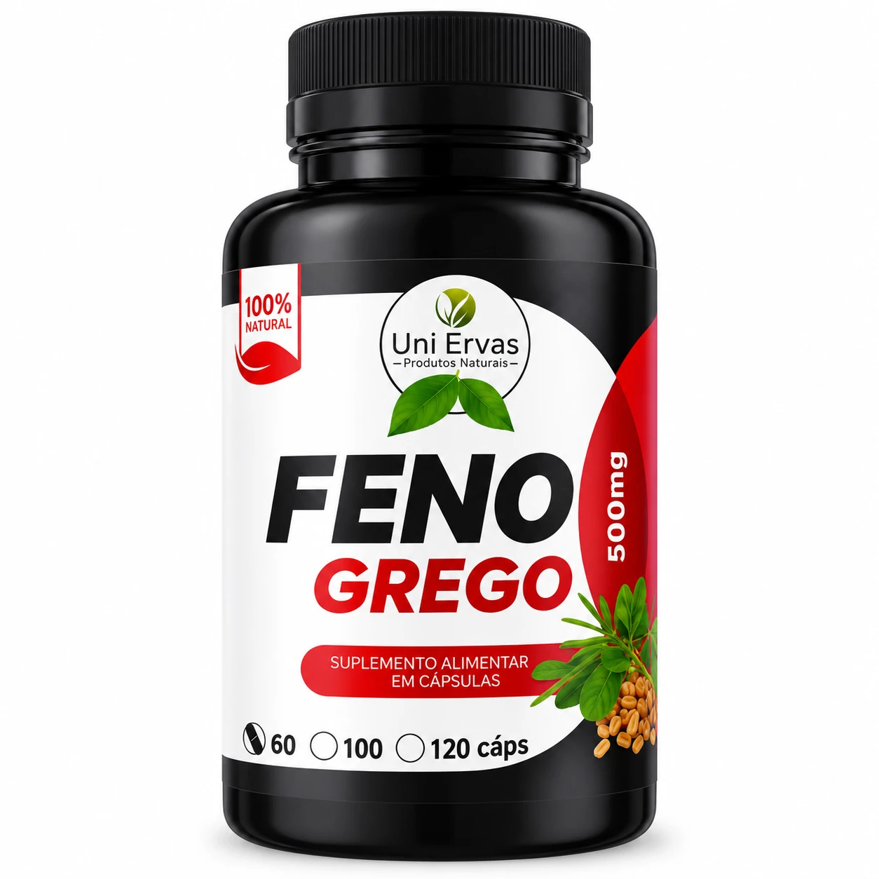 Uni Ervas Feno Grego 500mg – 60 Cápsulas