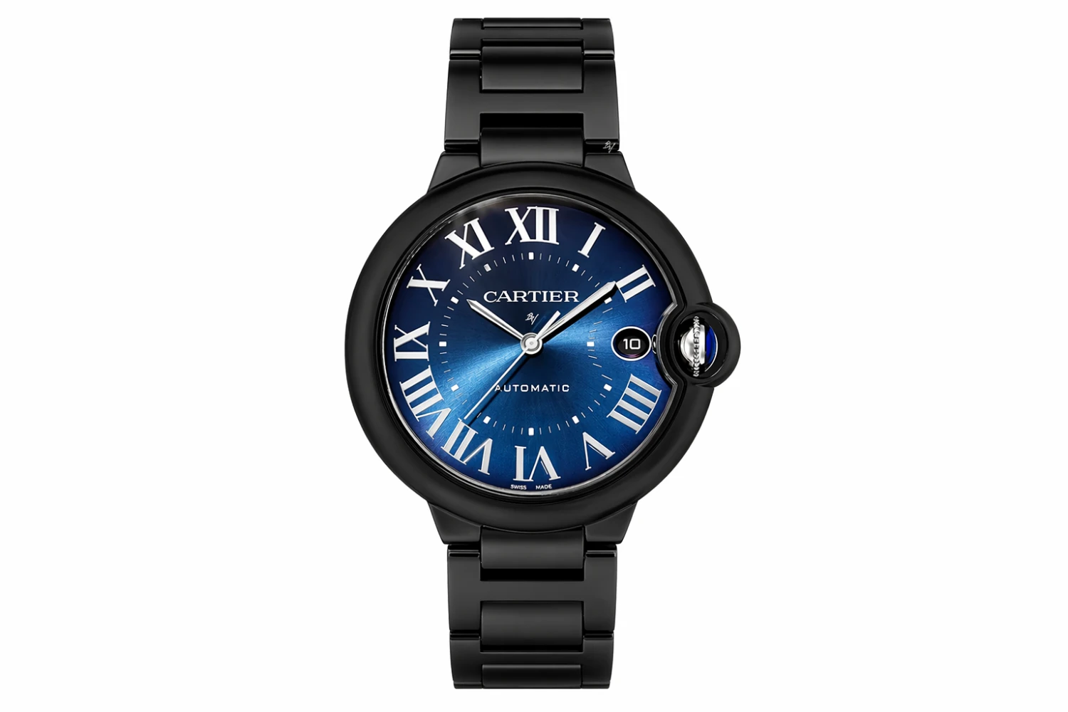 Relógio Masculino Luxo Automático Dial Azul com Pulseira Preta