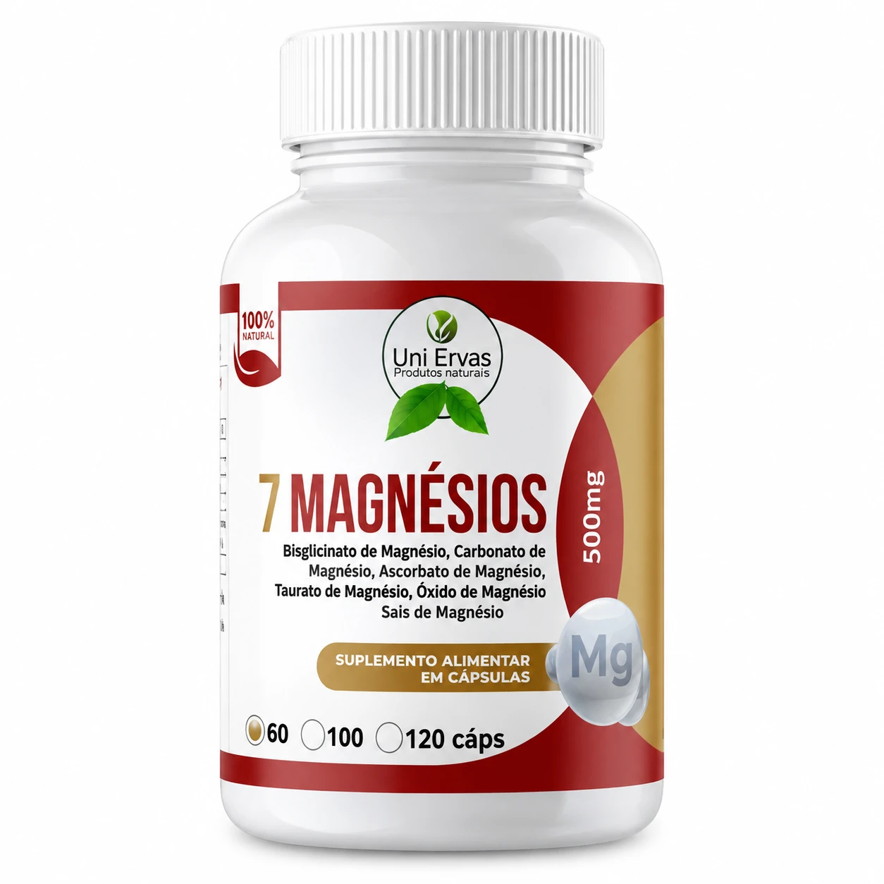 7 Magnésios Uni Ervas 500 mg – 60 Cápsulas