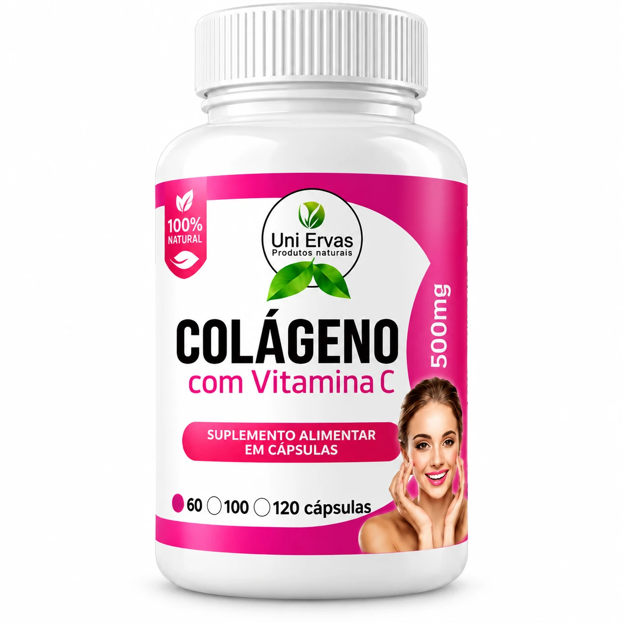 Colágeno com Vitamina C Uni Ervas 500 mg – 60 Cápsulas