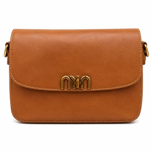 Bolsa Feminina Castanha de Ombro com Fecho Dourado