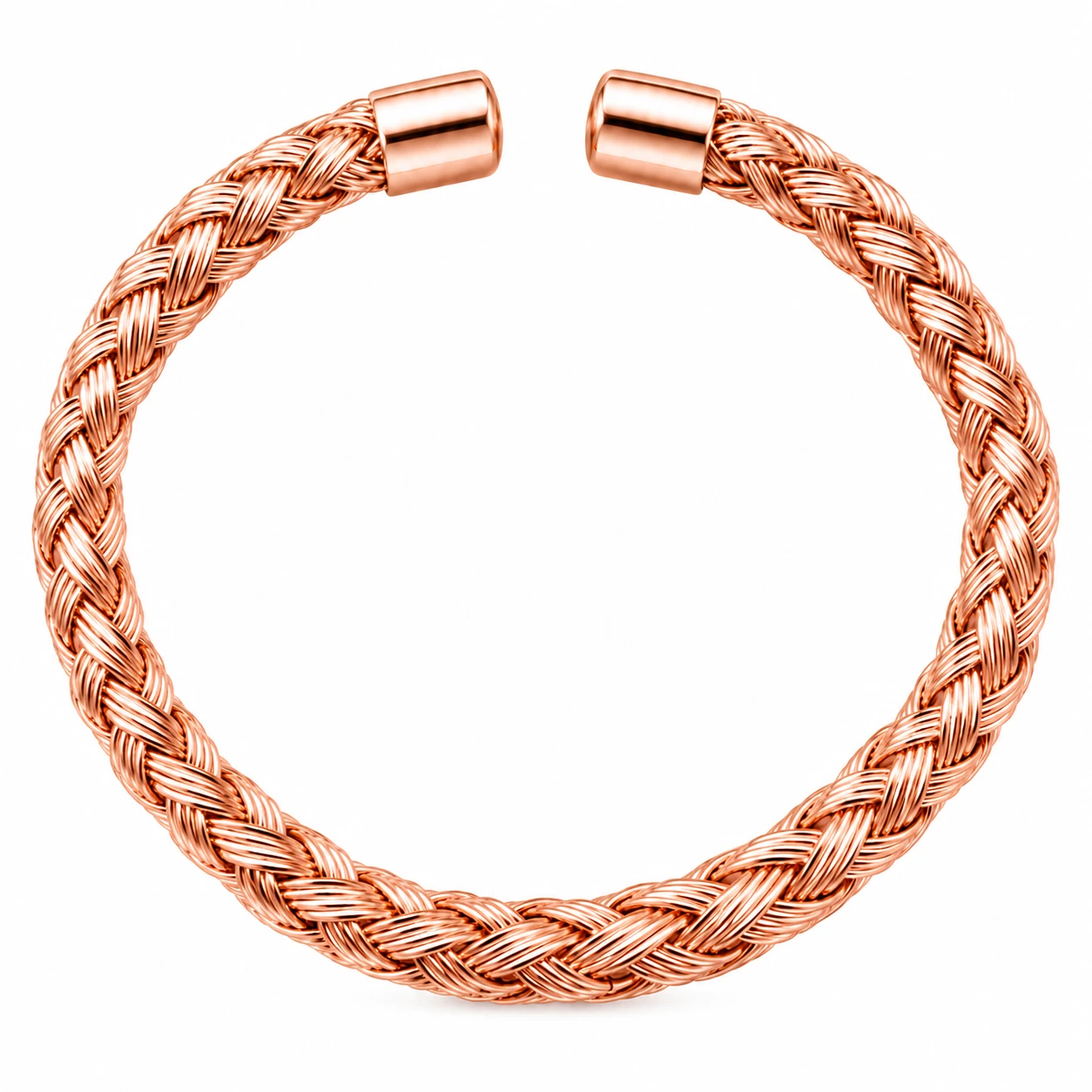 Pulseira de Punho Trançada Rose Gold com Design Aberto