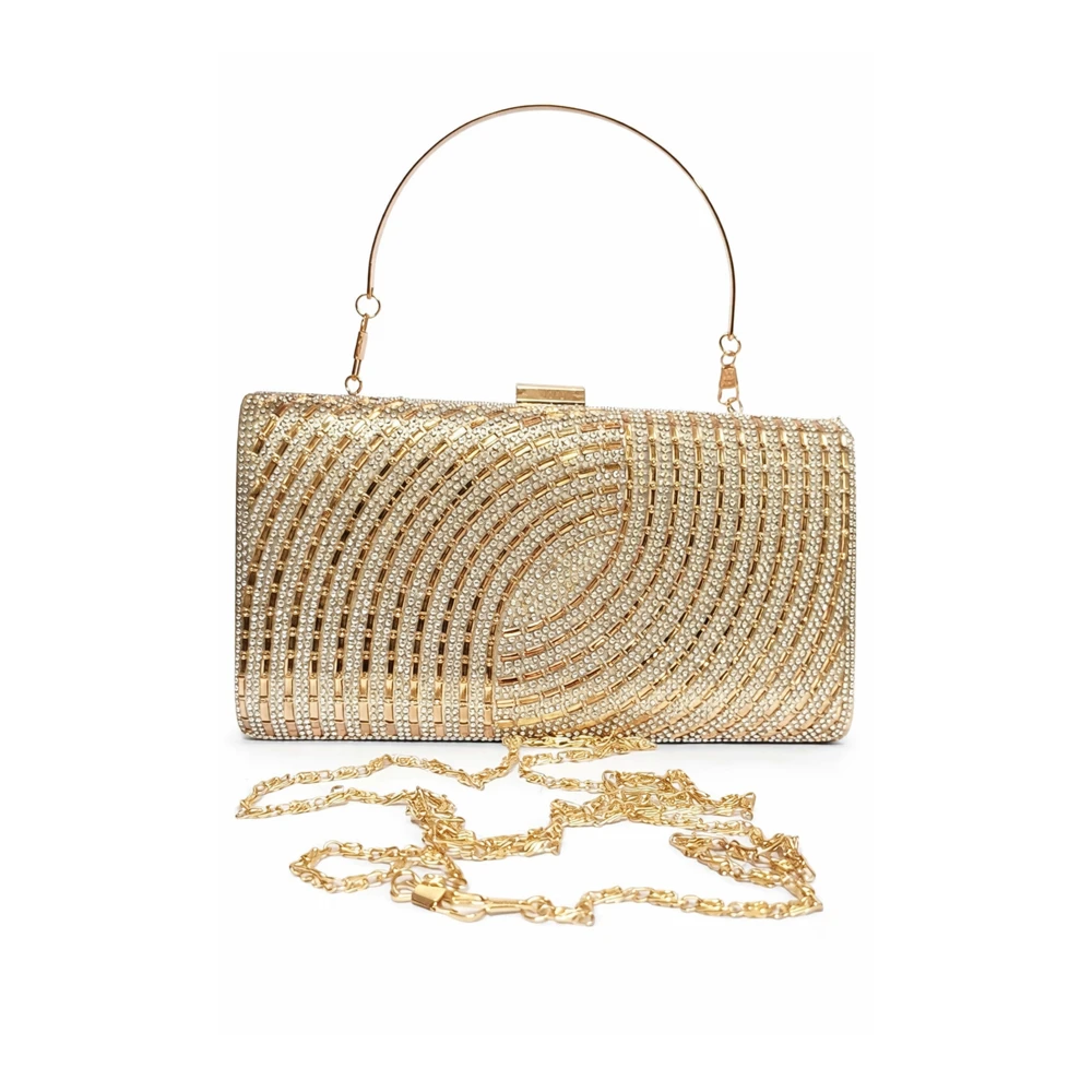 Clutch Dourada Elegante para Festa e Casamento com Corrente Removível