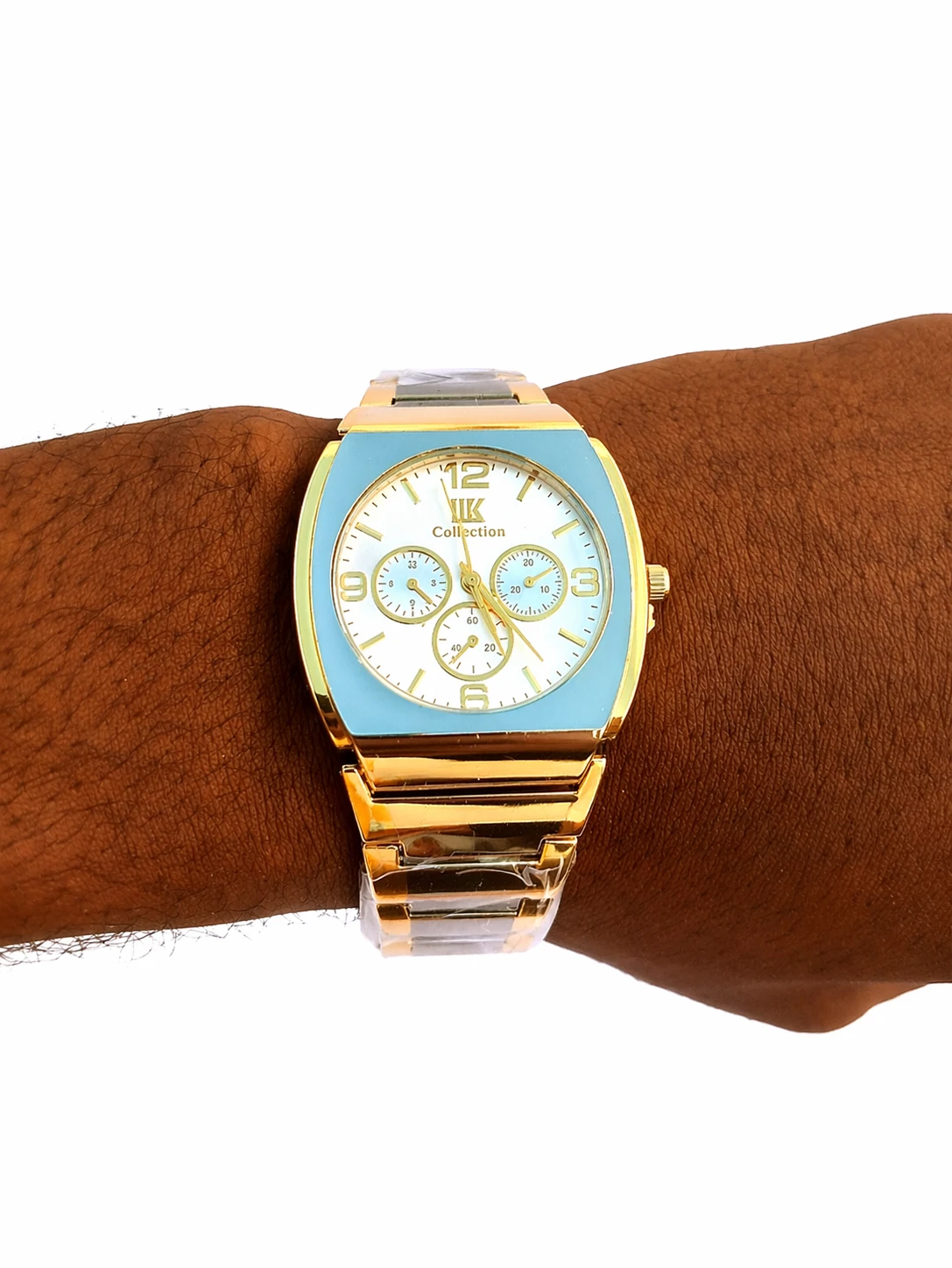 Relógio Masculino Luxo IK Collection Dourado com Mostrador Azul