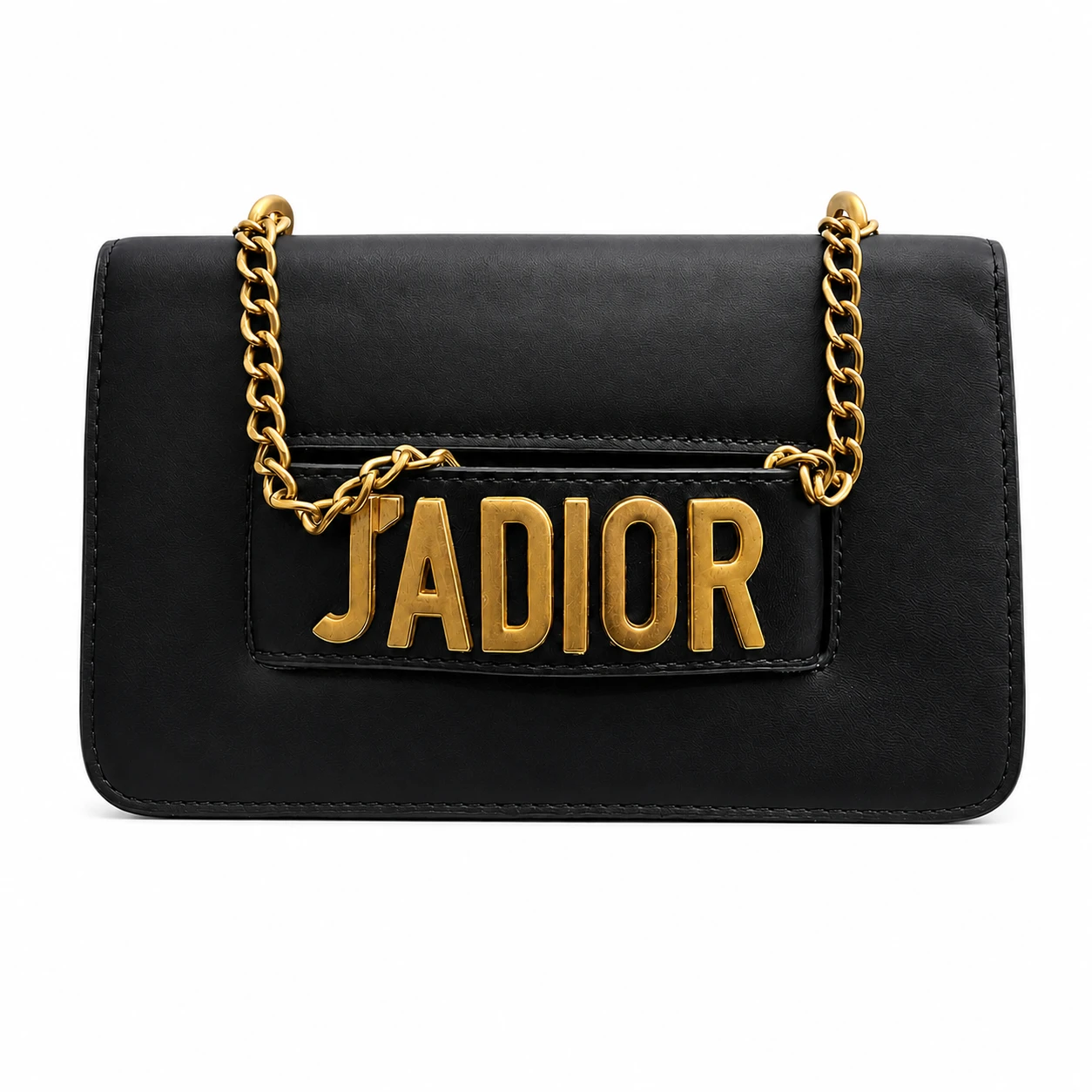 Bolsa Feminina J’ADIOR Preta com Corrente Dourada