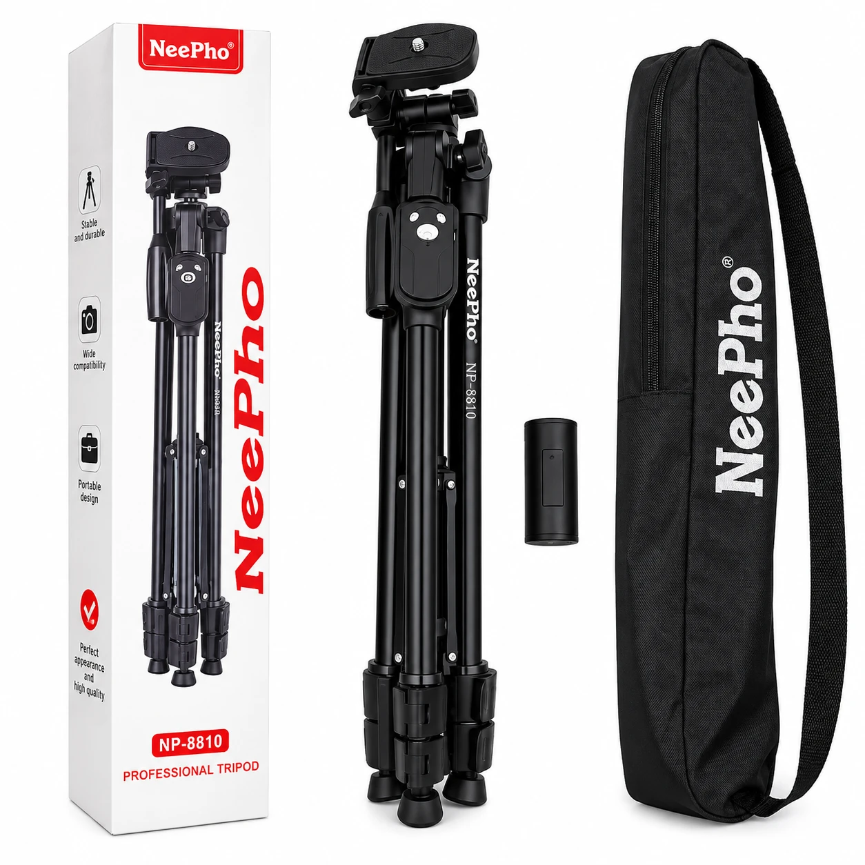 Tripé Profissional NeePho NP-8810 para Câmara e Smartphone – Até 1,5 m