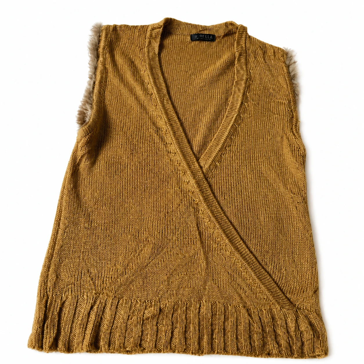 Colete Feminino Tricot Transpassado Camel Premium