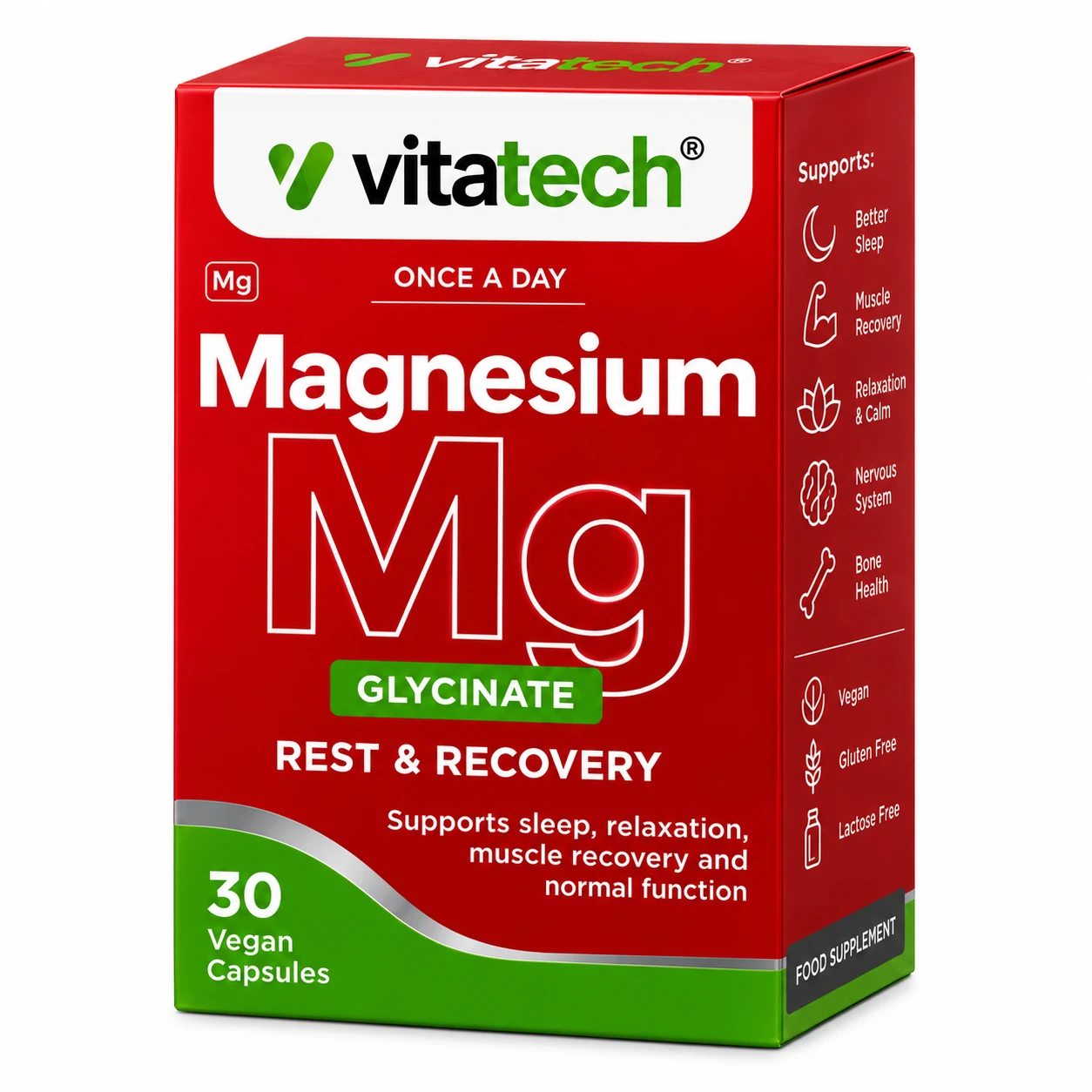 Vitatech Magnésio Glicinato – Rest & Recovery | 30 Cápsulas