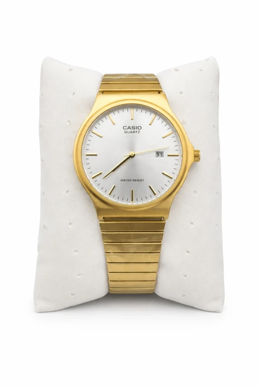 Relógio Masculino Casio Quartz Dourado Elegante com Calendário e Pulseira em Aço