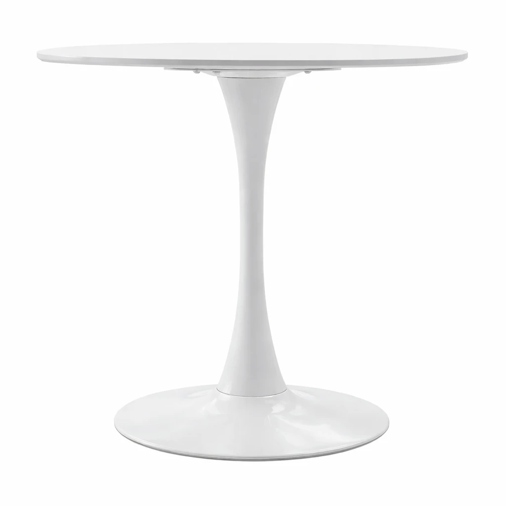 Mesa Redonda Moderna com Pé Central – Estilo Tulipa Branca