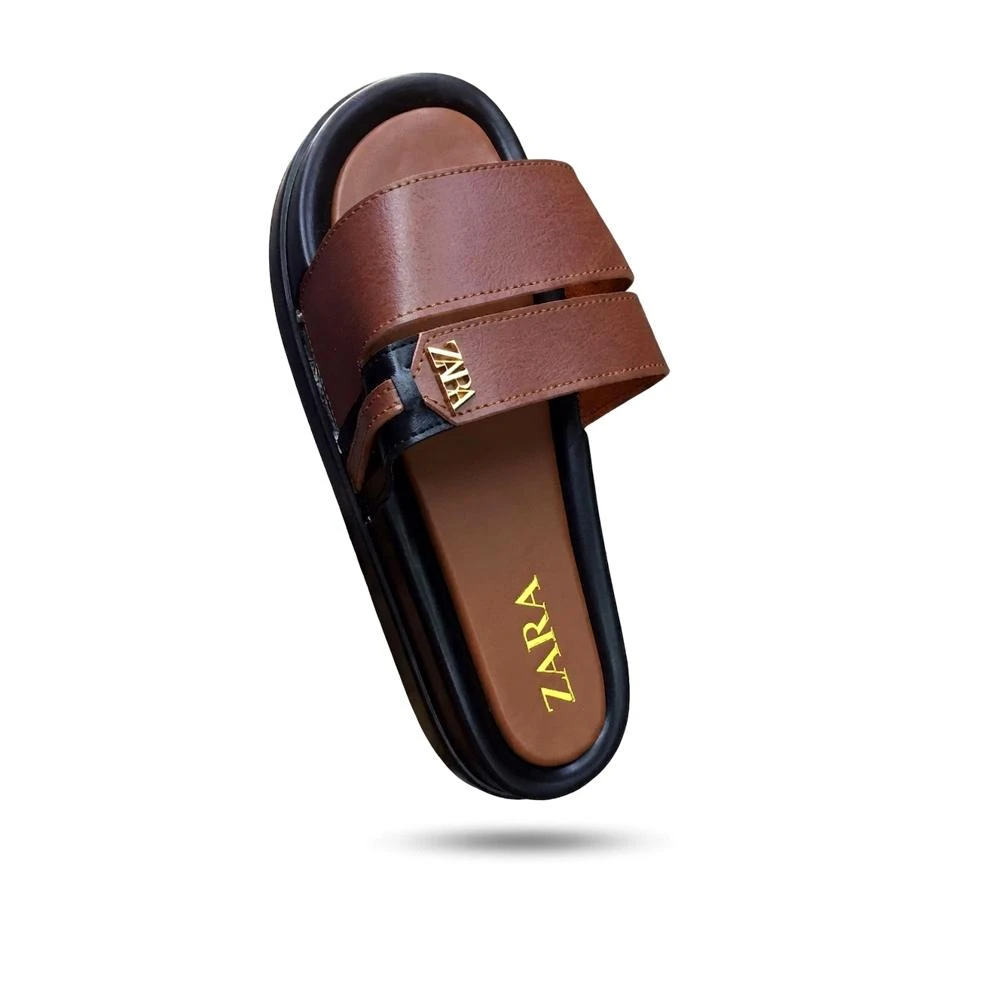 Sandálias Masculinas Premium Estilo Zara em Couro Sintético Castanho