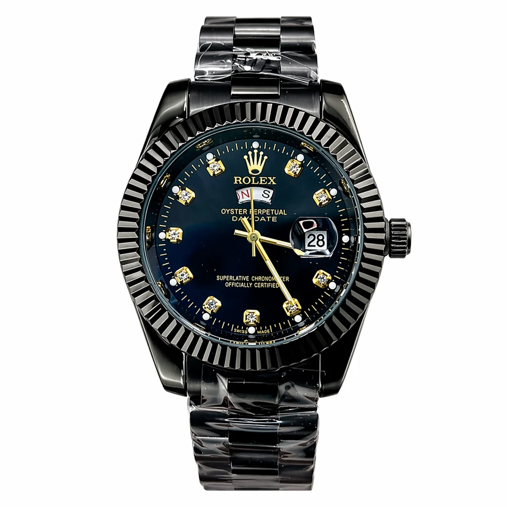 Relógio Masculino Luxo Estilo Day-Date Premium (Dourado, Preto e Prata)