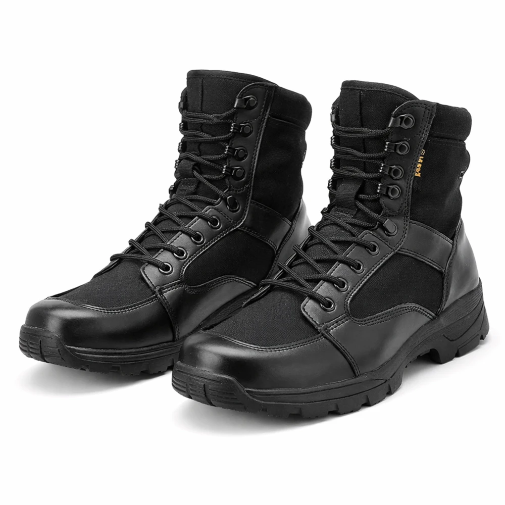 Botas Táticas Masculinas Cano Alto em Couro – Antiderrapantes, Respiráveis e Duráveis