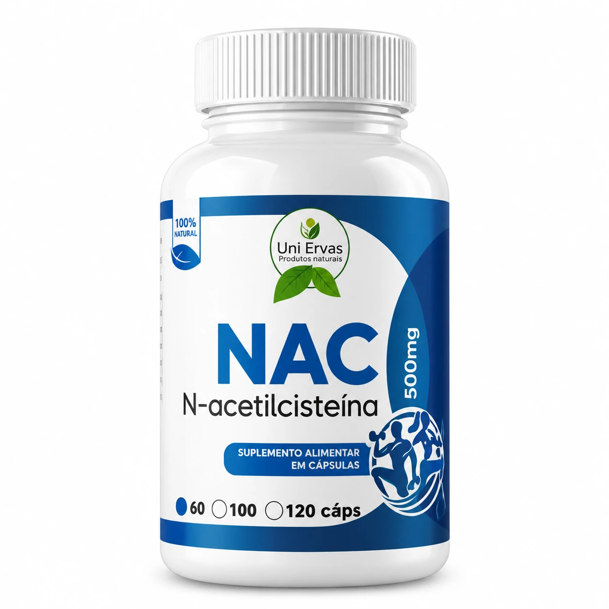 NAC N-Acetilcisteína Uni Ervas 500 mg – 60 Cápsulas