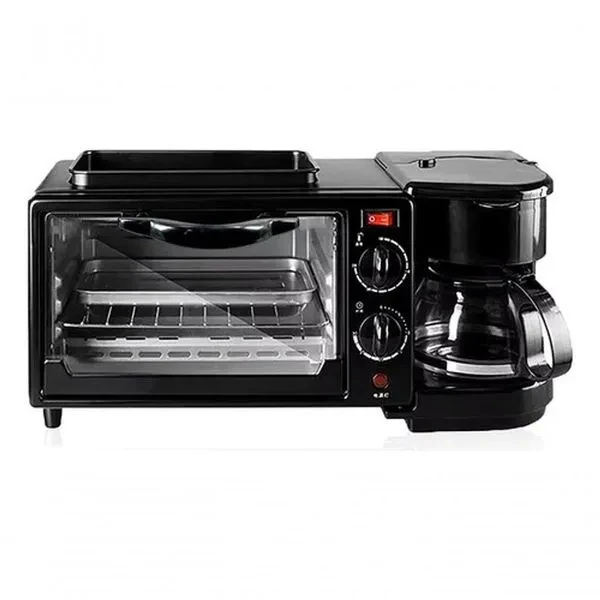 Máquina de Café da Manhã 3 em 1 Multifuncional com Forno, Cafeteira e Frigideira