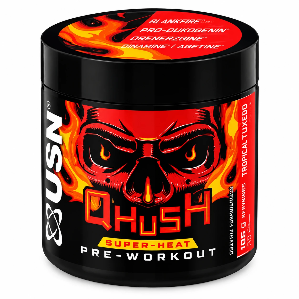USN Qhush Super-Heat Pre-Workout Tropical Tuxedo 105g