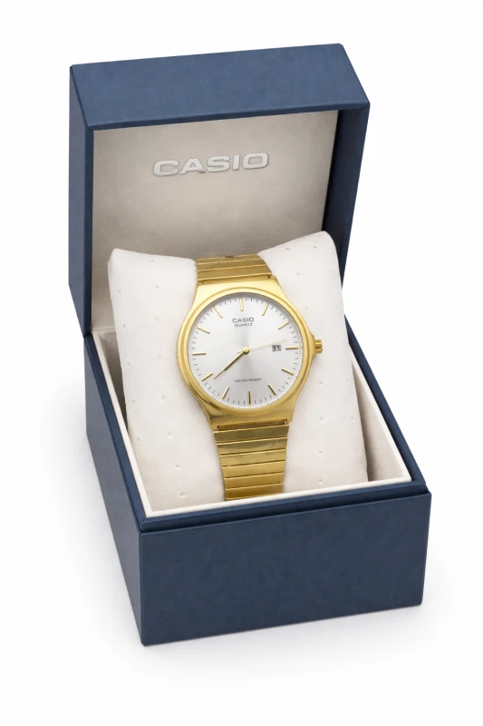 Relógio Masculino Casio Quartz Dourado Elegante com Calendário e Pulseira em Aço