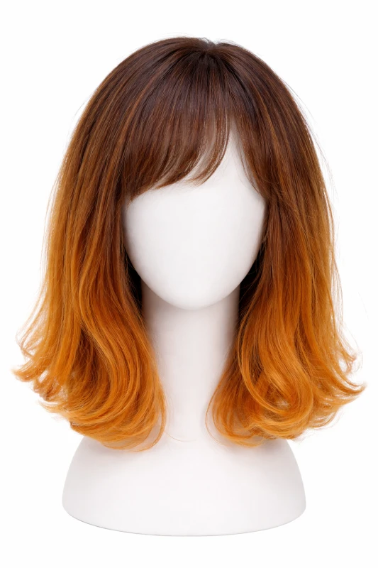 Peruca Feminina Degradê Castanho & Laranja – Estilo Moderno